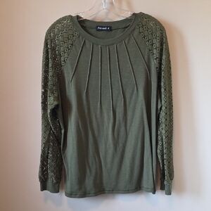 Elegant Olive Lace Sleeve Women's Top